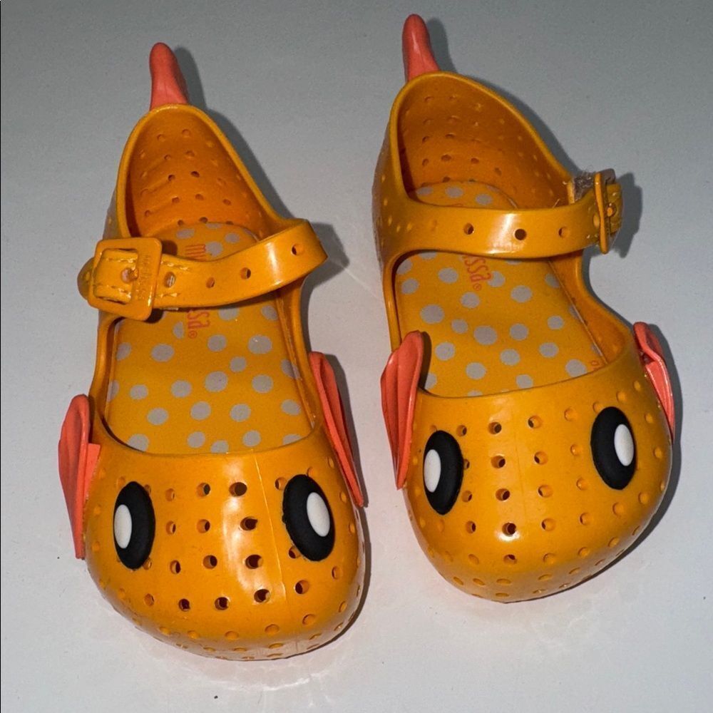 🔥mini Melissa Orange Fish-Themed Kids' Shoes Sz 5 New